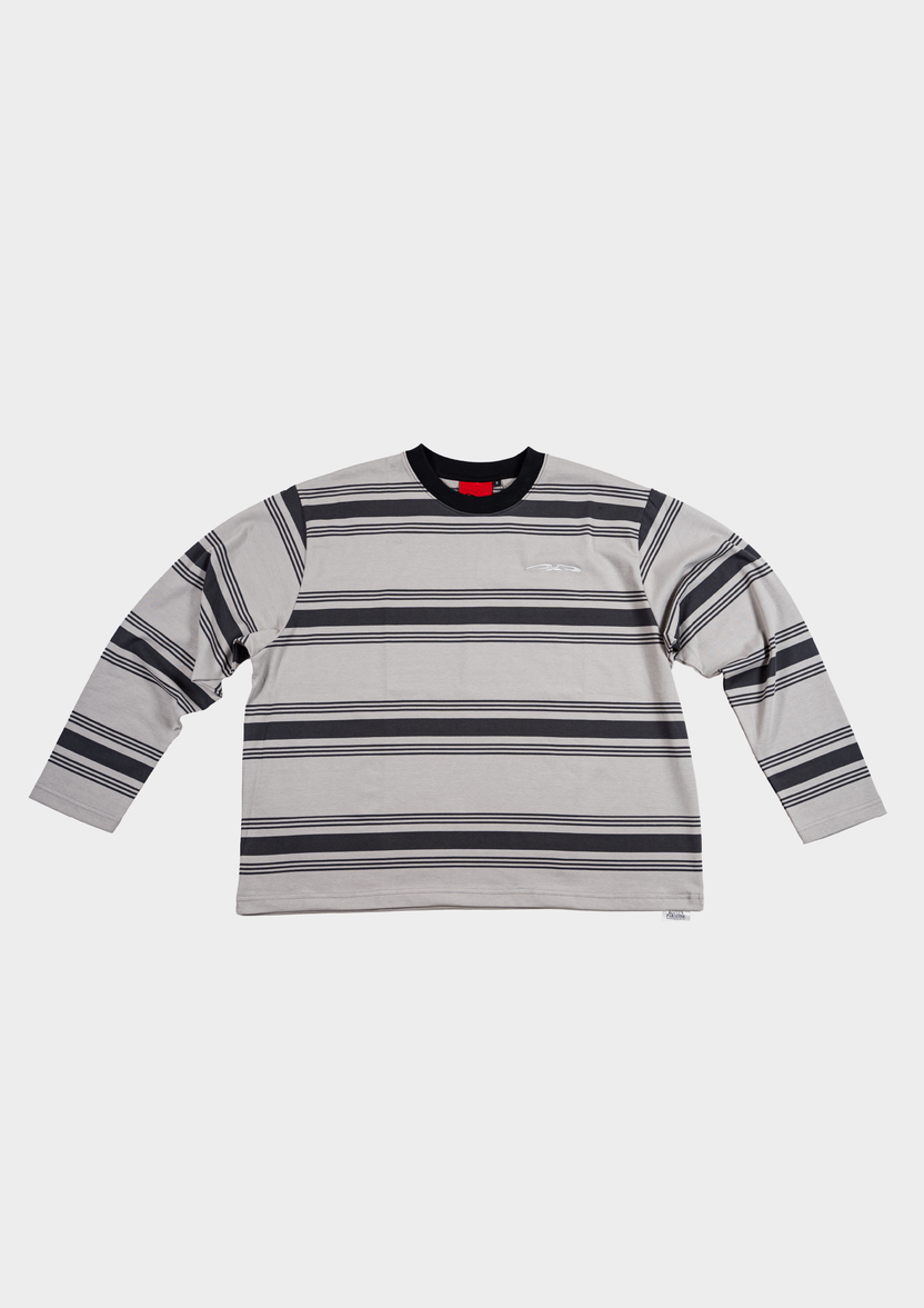 Logo Stripe Cropped L/S Tee Grey