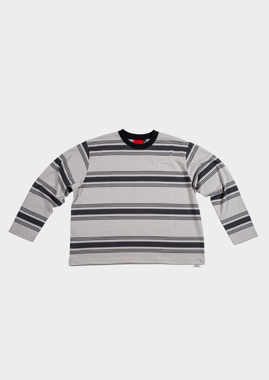 Logo Stripe Cropped L/S Tee Grey