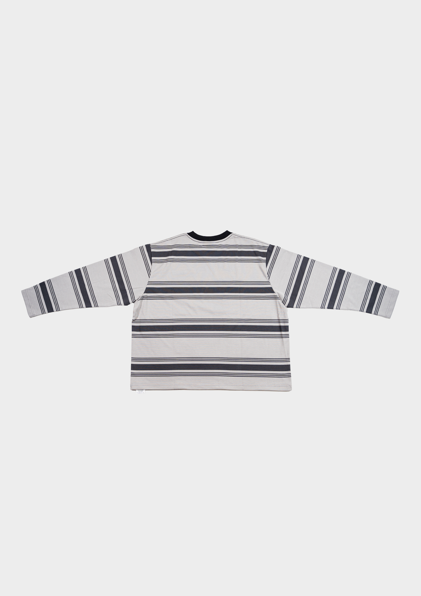 Logo Stripe Cropped L/S Tee Grey