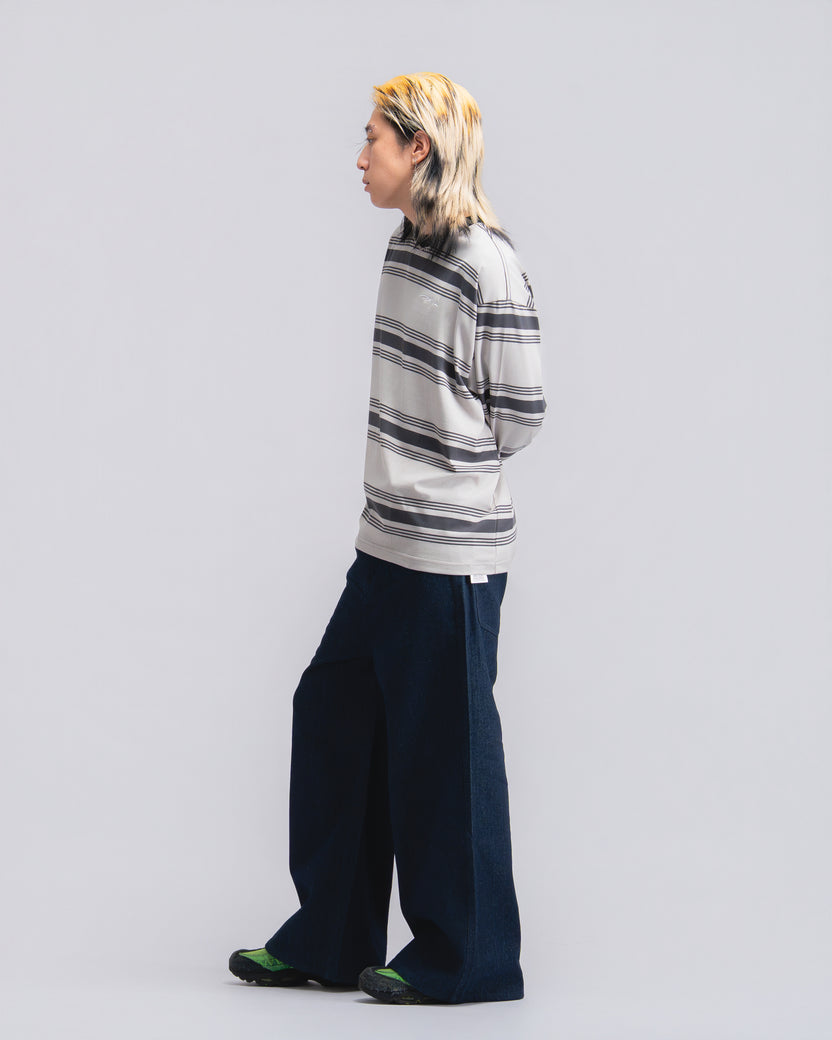 Logo Stripe Cropped L/S Tee Grey