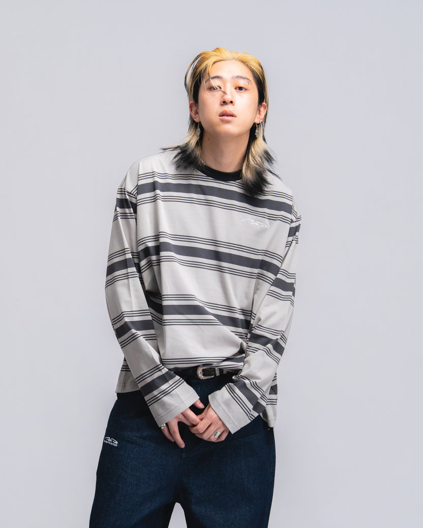 Logo Stripe Cropped L/S Tee Grey