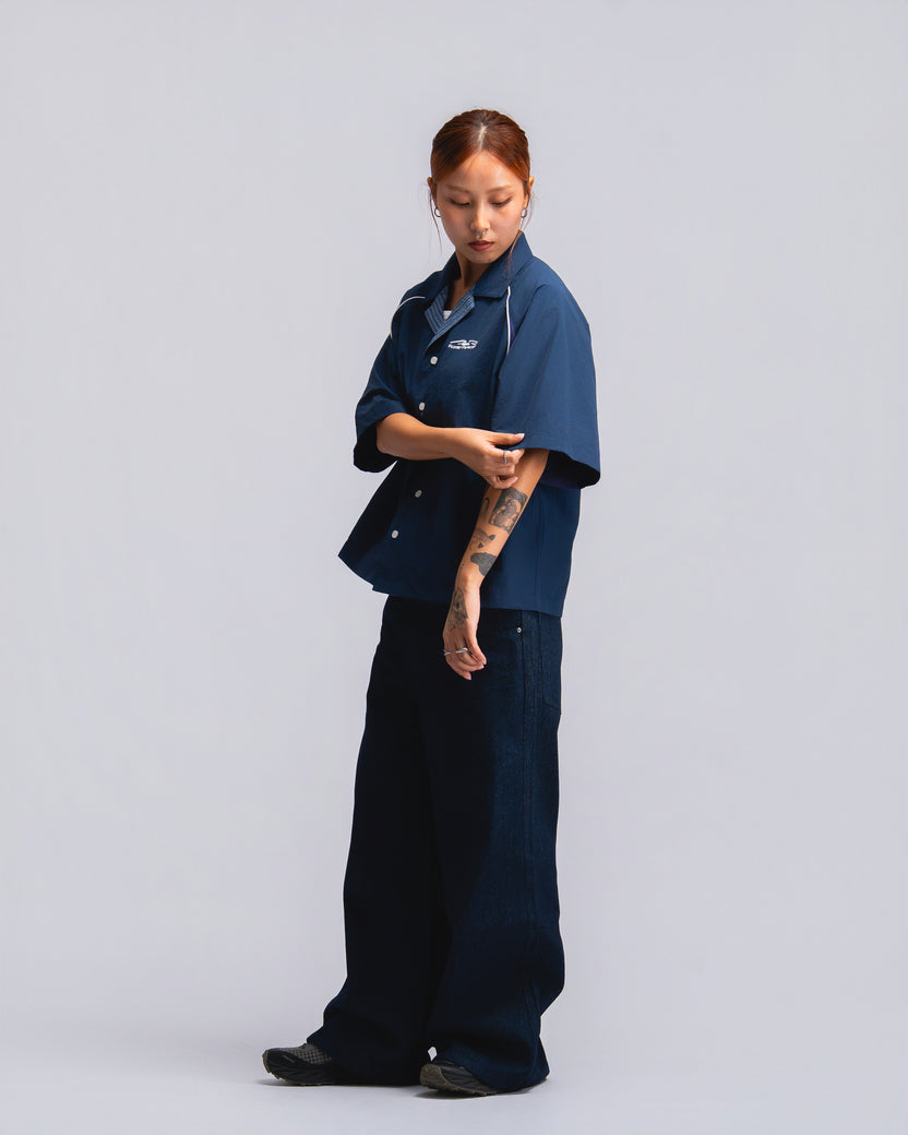 Papa Contrast Boxy Shirt Navy