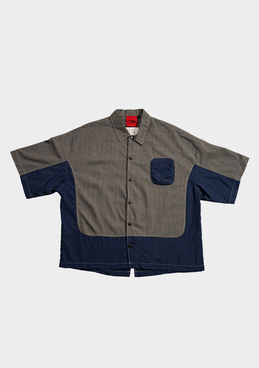 Checkered Boxy Shirt Midnight Blue