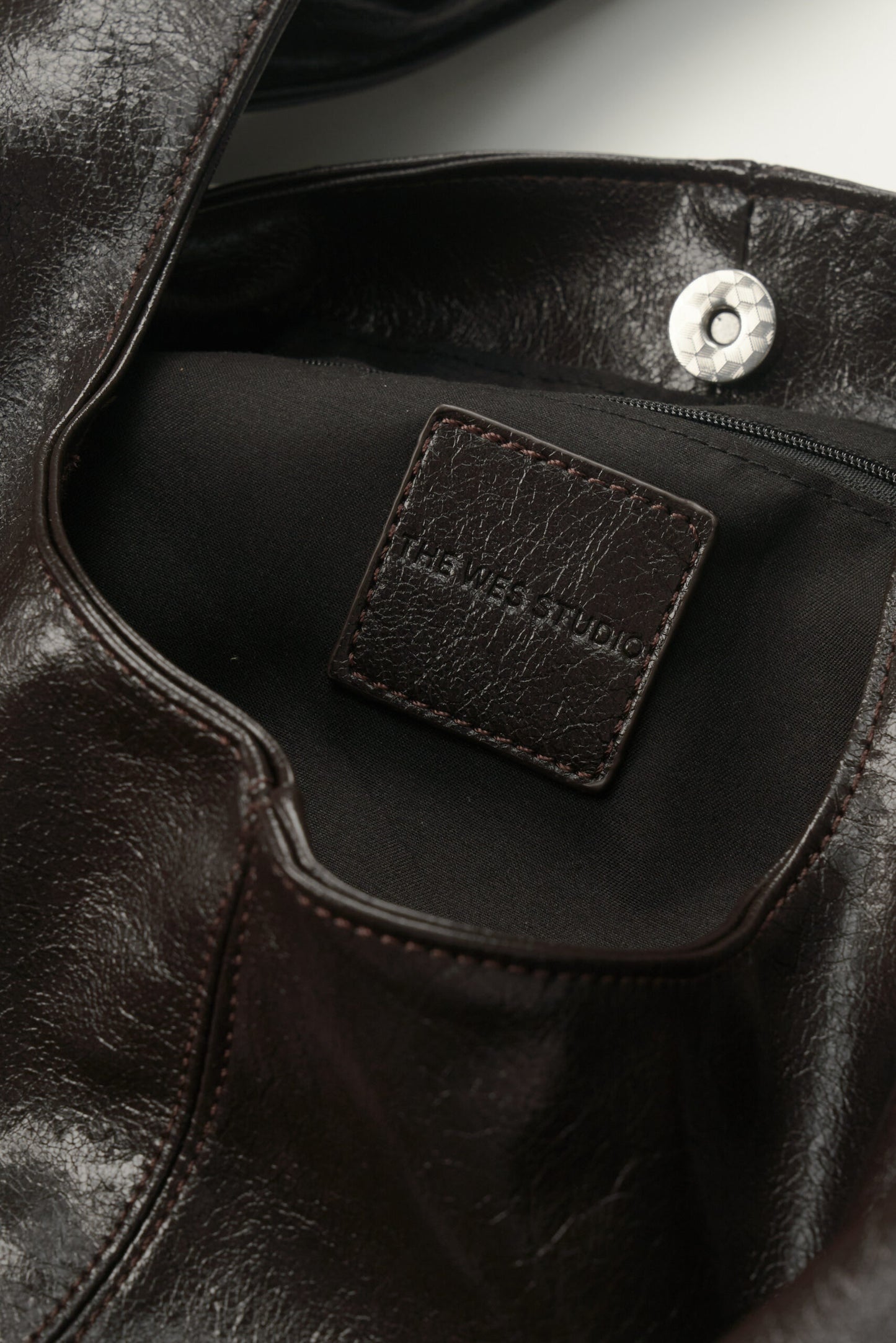 Triangle Leather Tote (Dark Brown)