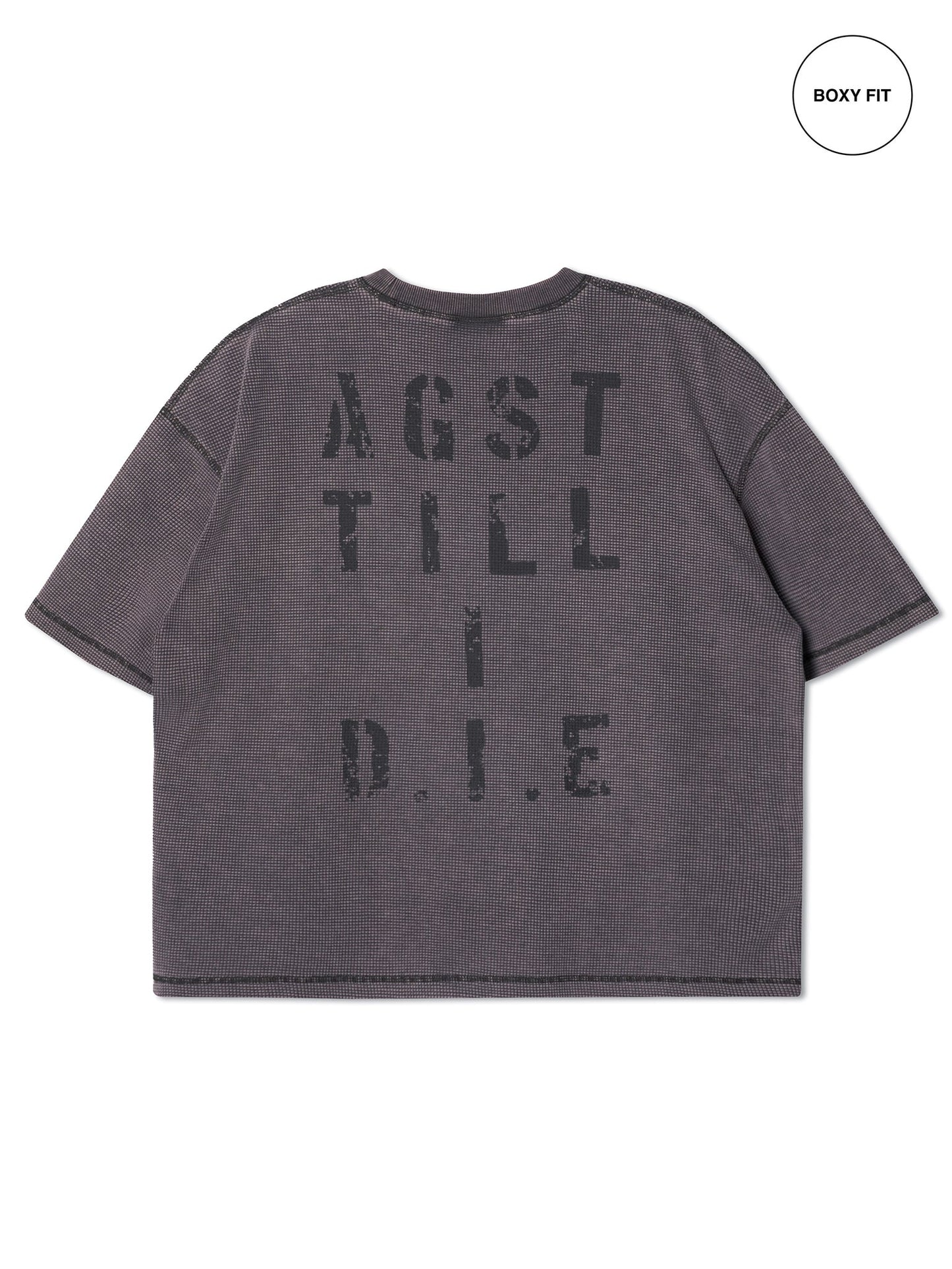 WAFFLE A.F. BOXY TEE WASHED GREY