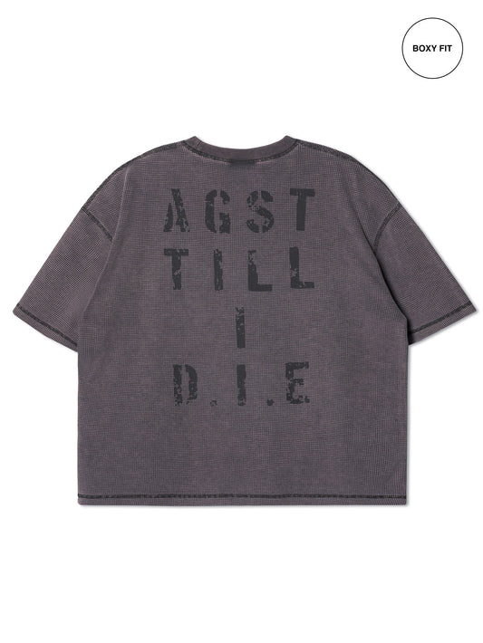 WAFFLE A.F. BOXY TEE WASHED GREY
