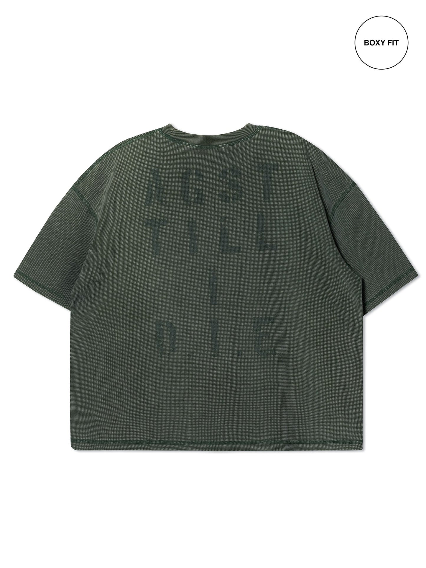 WAFFLE A.F. BOXY TEE WASHED GREEN