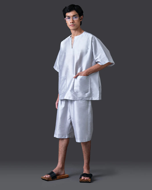 Baju Melayu Pendek (Light Grey)
