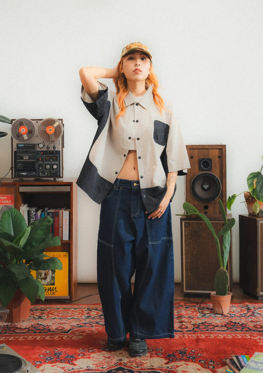CHECKERED BOXY SHIRT CREAM
