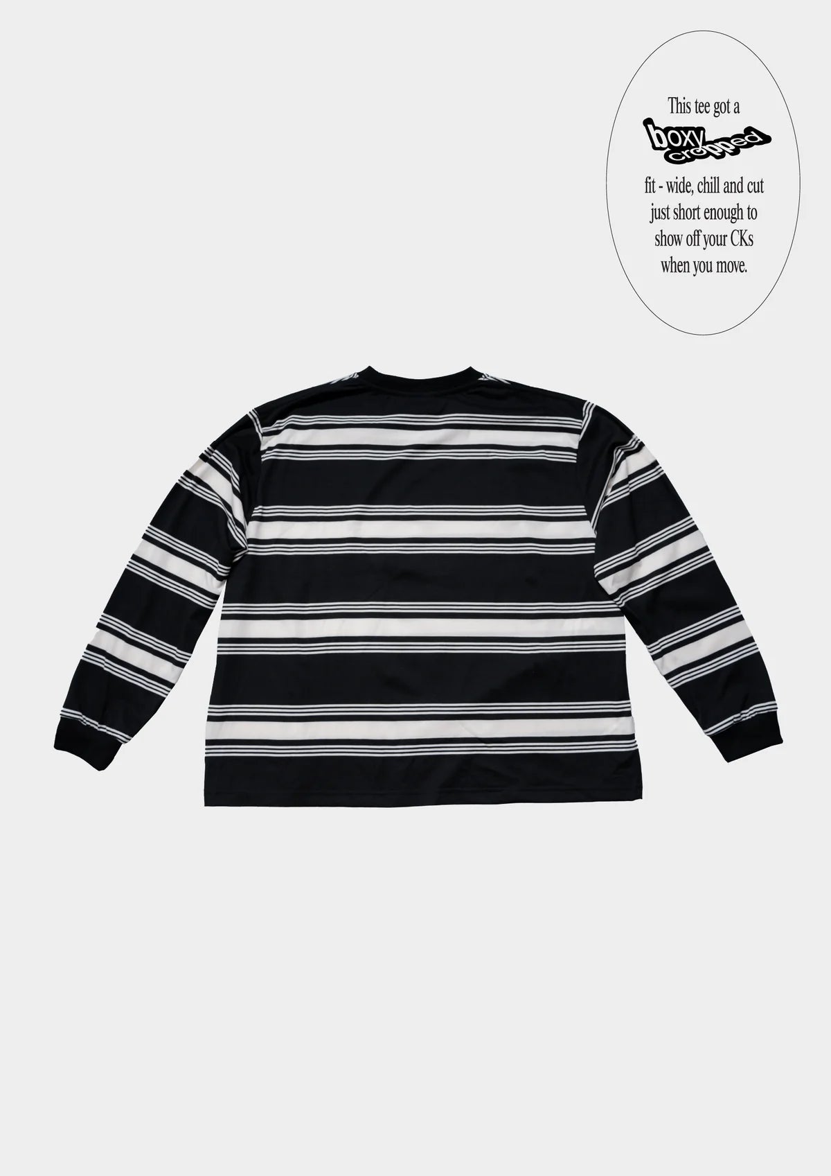 LOGO STRIPE CROPPED L/S TEE IN BLACK