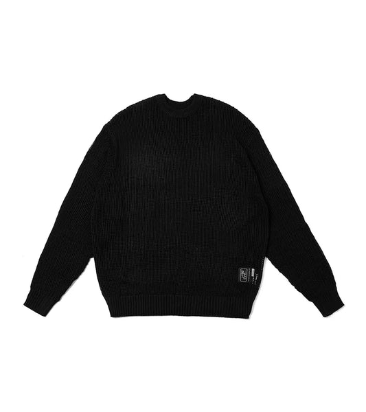 nozzle quiz X SENSE OF PLACE - BTFC Logo Mesh Sweater (Black)