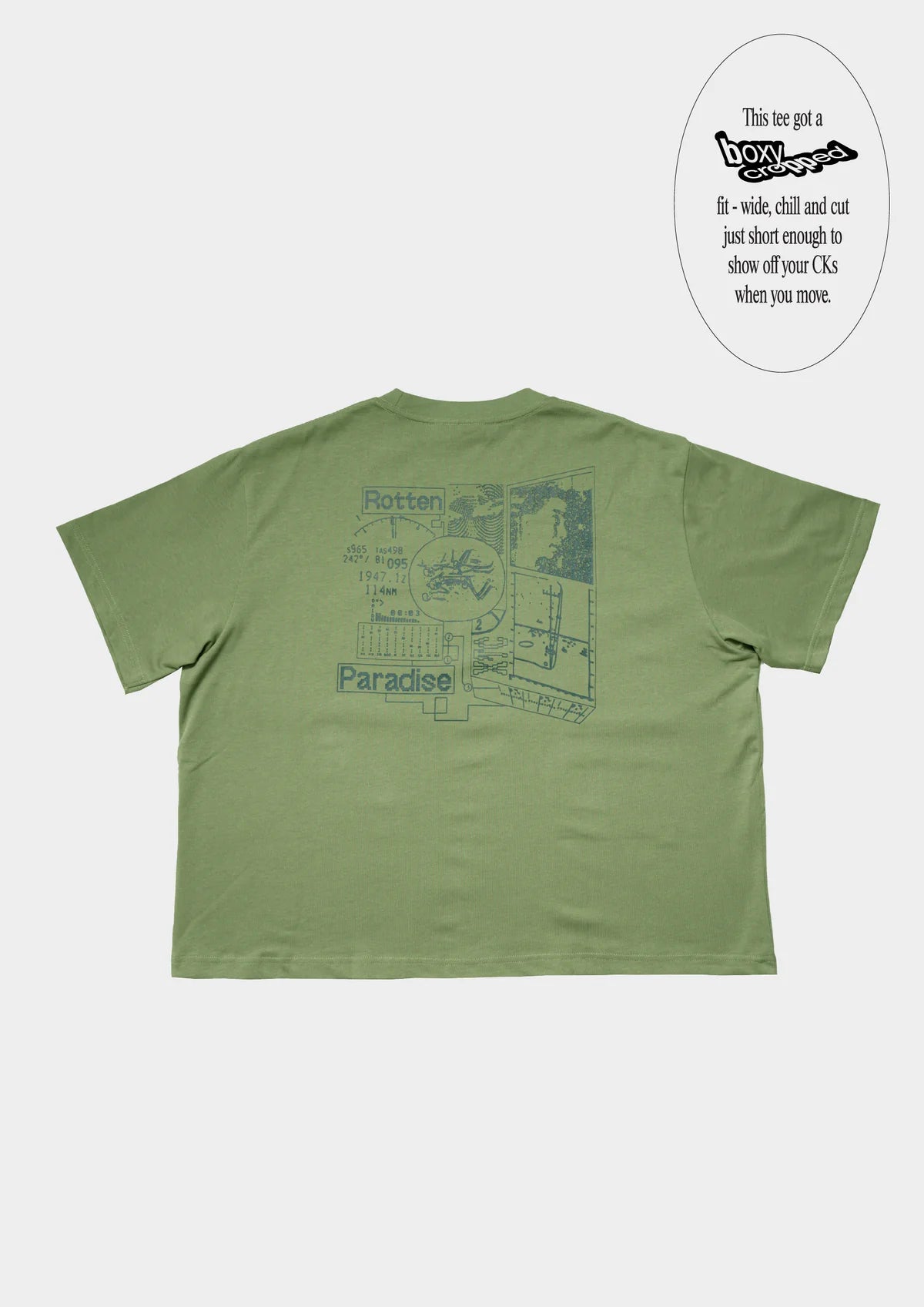 FREQUENCY CROPPED TEE IN GREEN