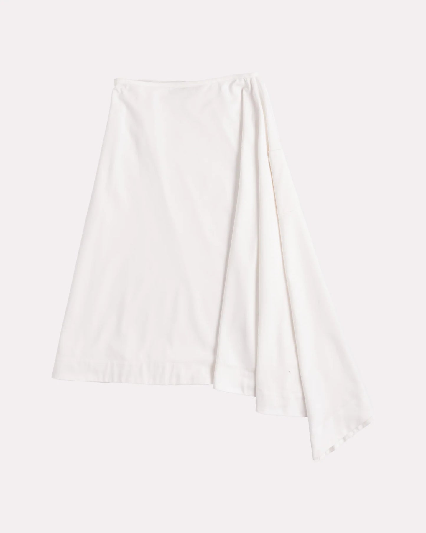 Asymmetrical Midi Skirt (Denim White)