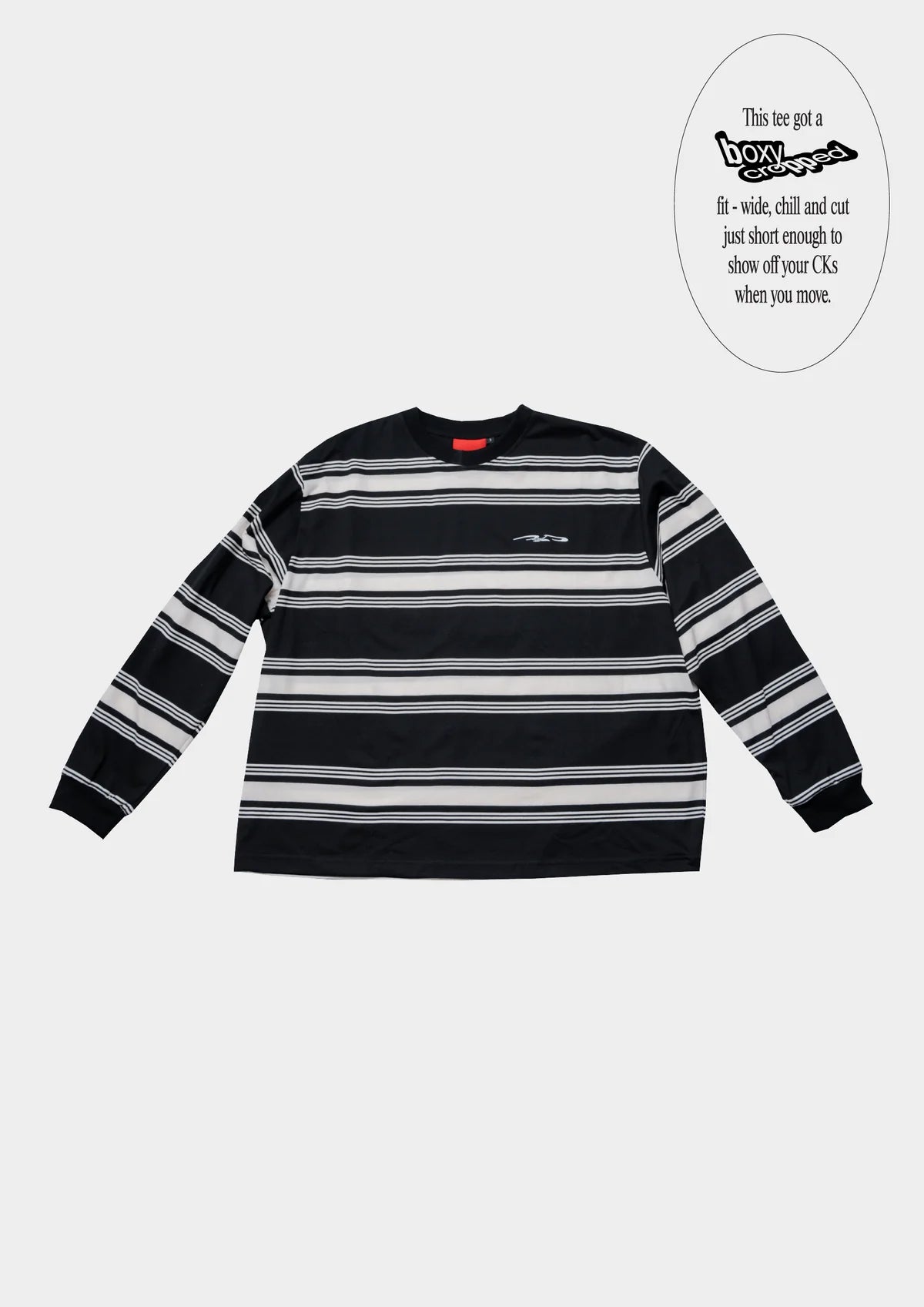 LOGO STRIPE CROPPED L/S TEE IN BLACK
