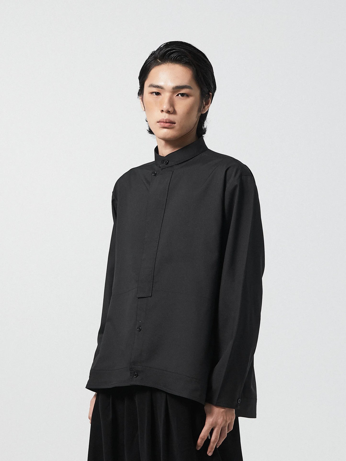 MODERN ZEN COLLAR SHIRT | BLACK