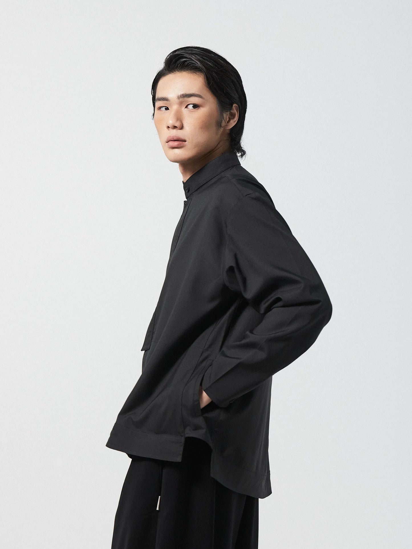 MODERN ZEN COLLAR SHIRT | BLACK