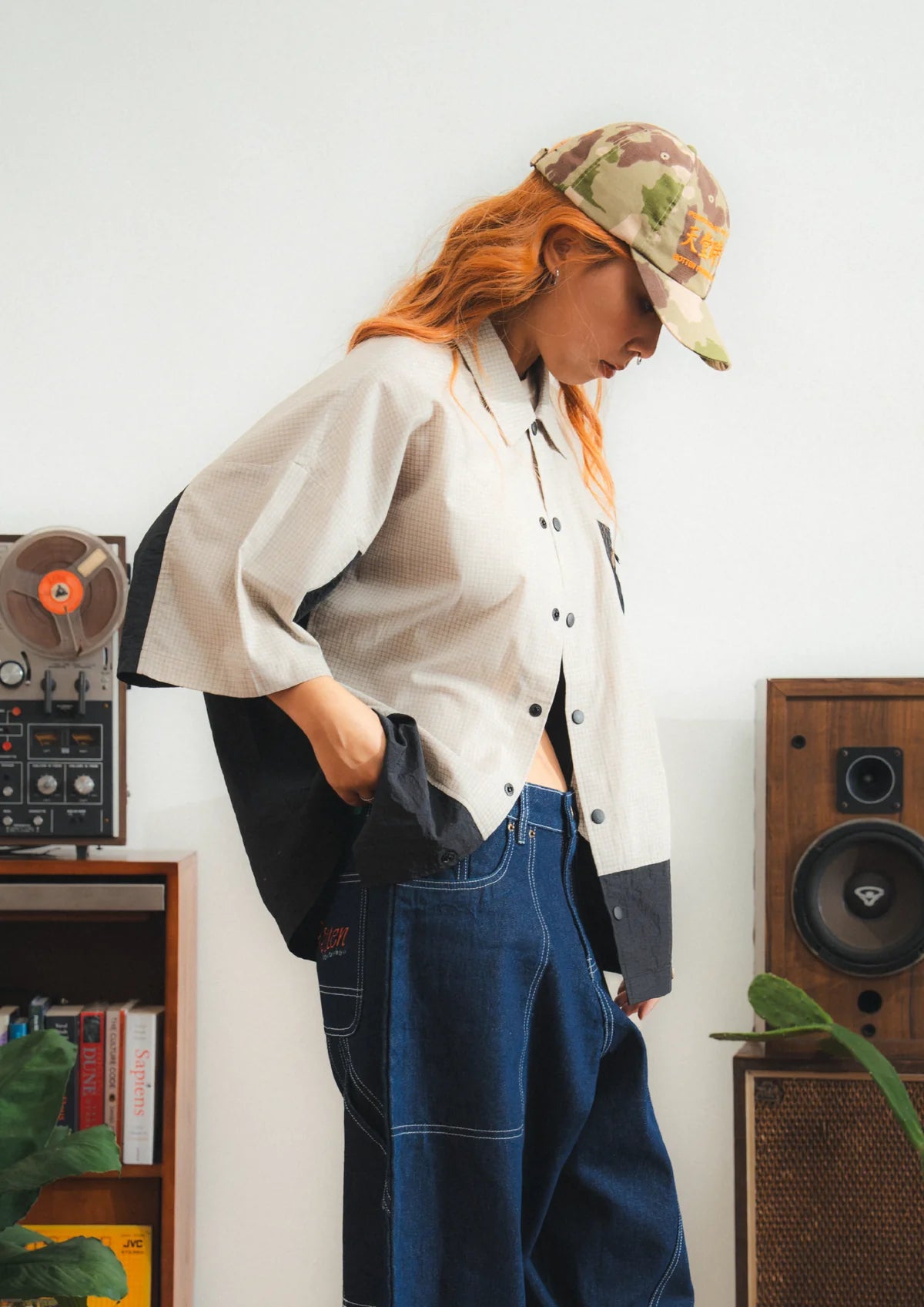 CHECKERED BOXY SHIRT CREAM