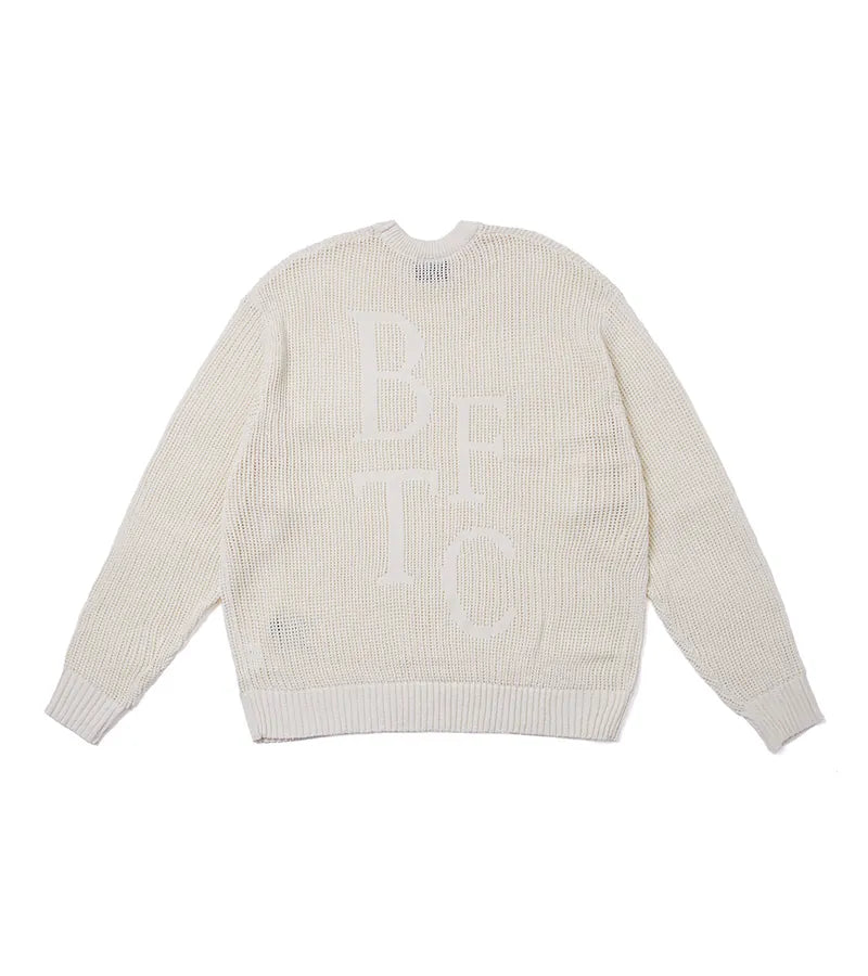 nozzle quiz X SENSE OF PLACE - BTFC Logo Mesh Sweater (White)