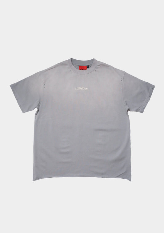 DAMAGED LOGO TEE WASHED IN GREY