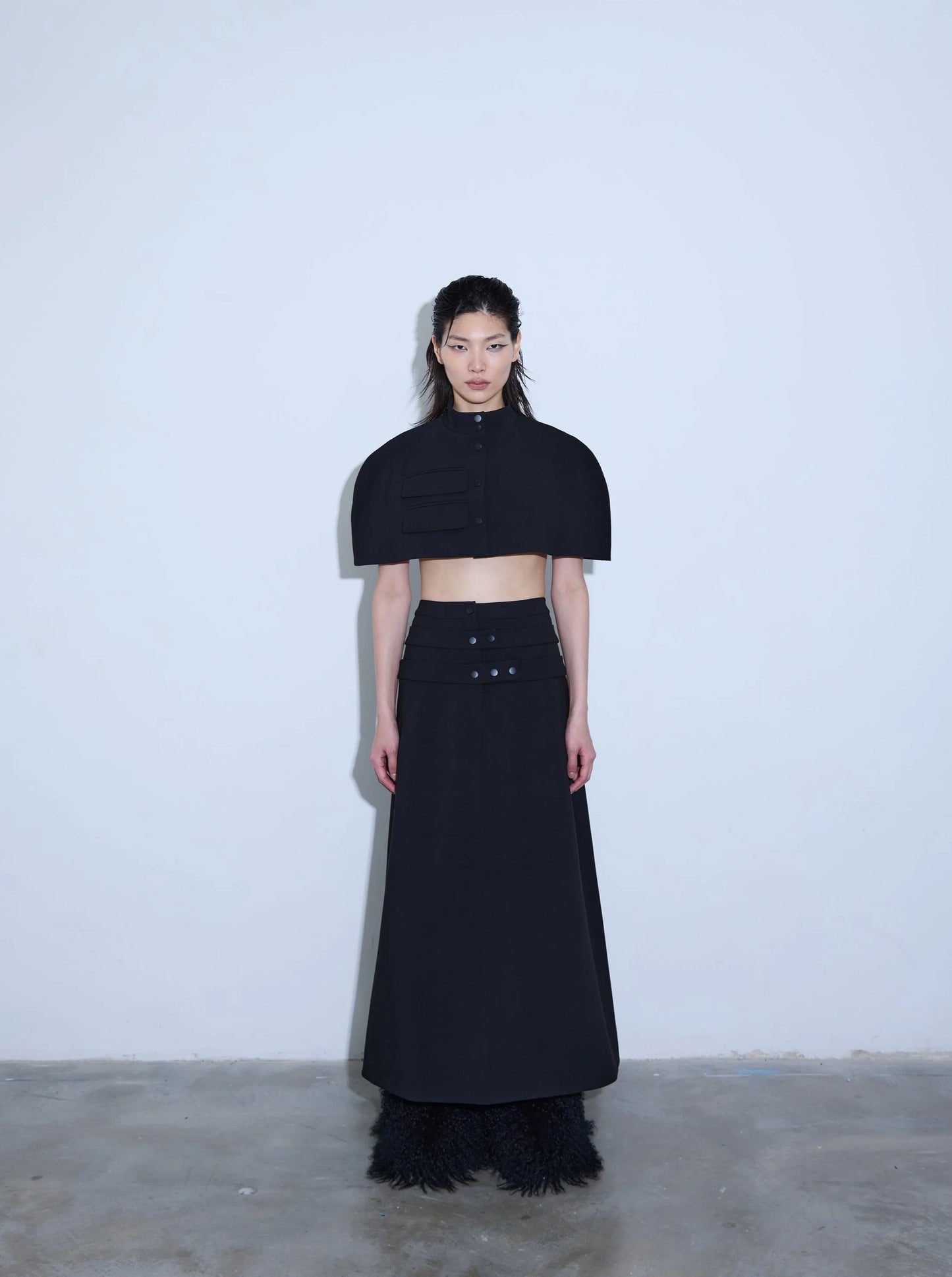 Akkordi Triple Waistband Long Skirt In Black