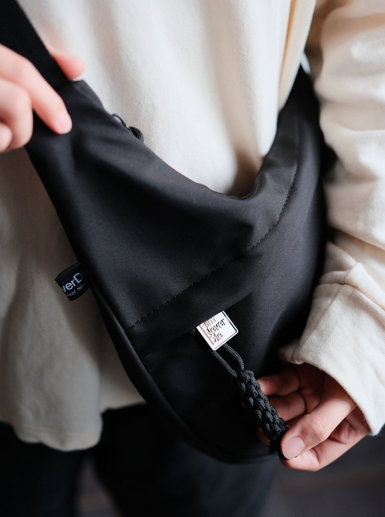 FilmNeverDie Nylon Black Sling Bag