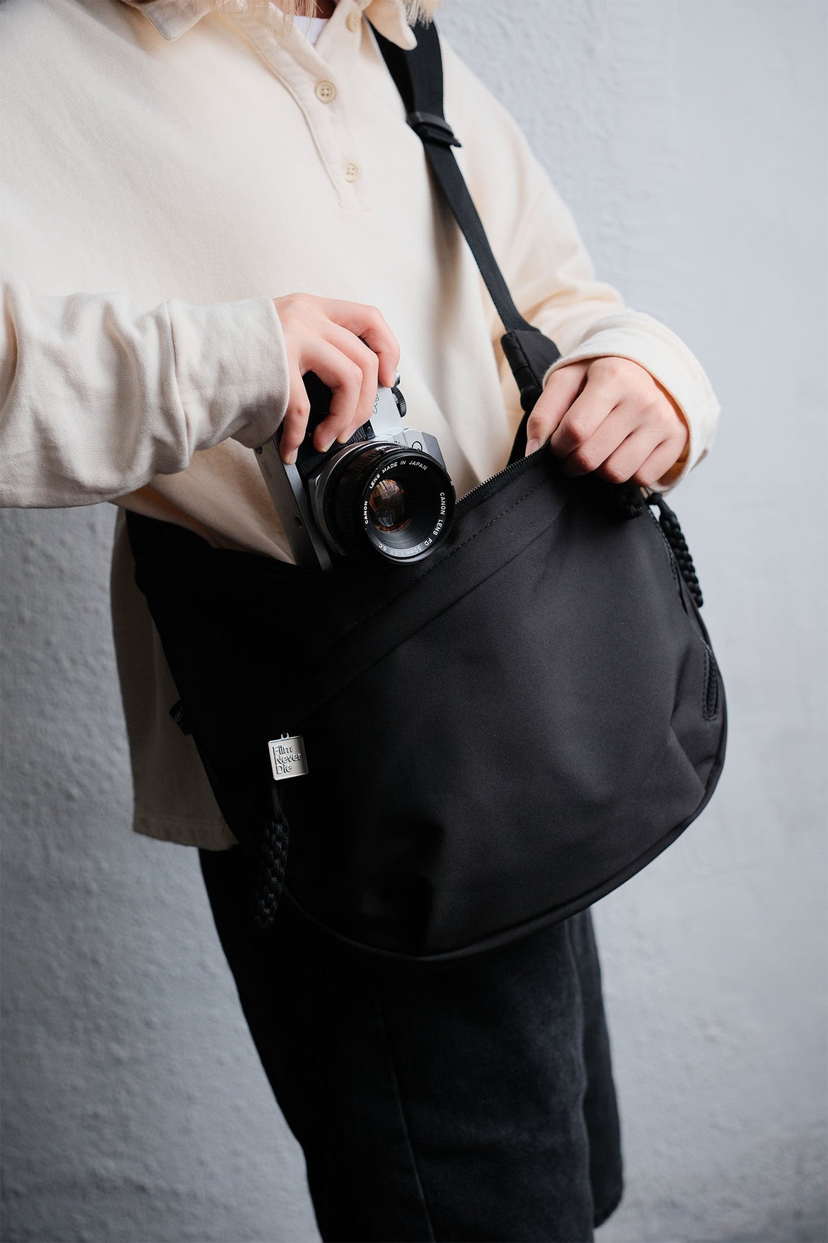 FilmNeverDie Nylon Black Sling Bag