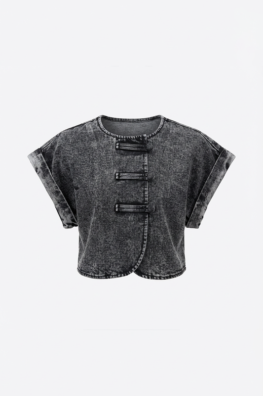 Eclipse Denim Crop Top - Washed Grey - BEV C multi label store