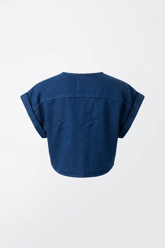 Eclipse Denim Crop Top - Blue