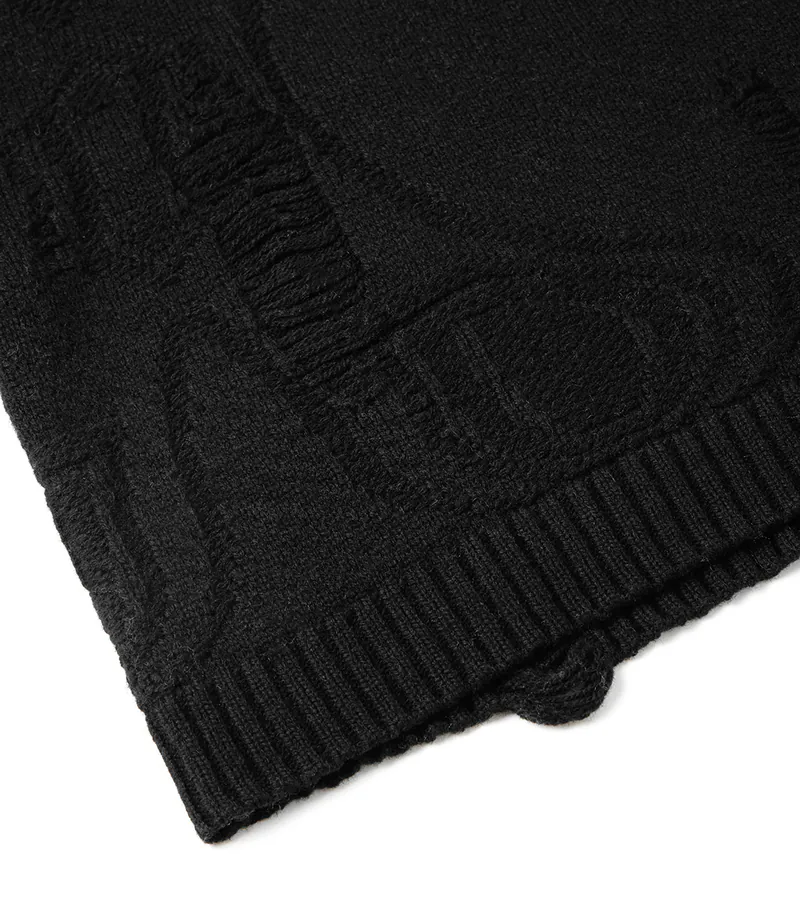 Black - Distress Knitwear