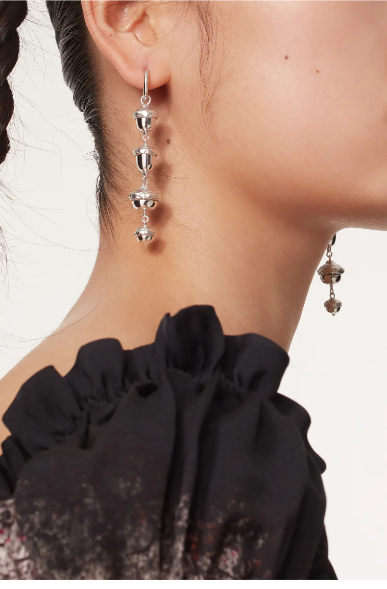 Acorn Tassel Earring (Sliver) - motoguo x Yvmin