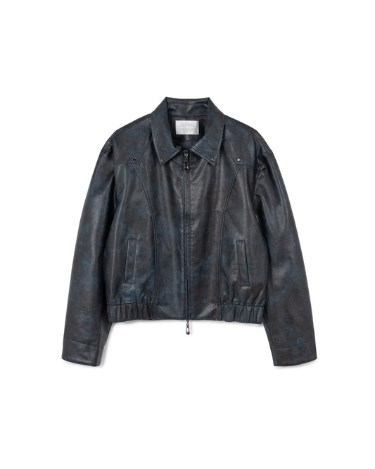 N E O VOL.2_CH.2 OMERTA LEATHER JACKET - BLUE