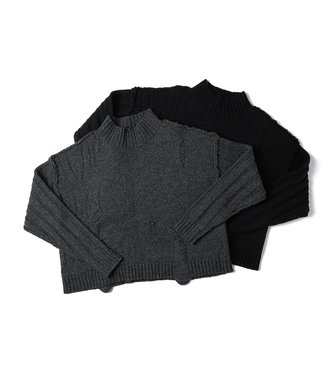 Black - Distress Knitwear