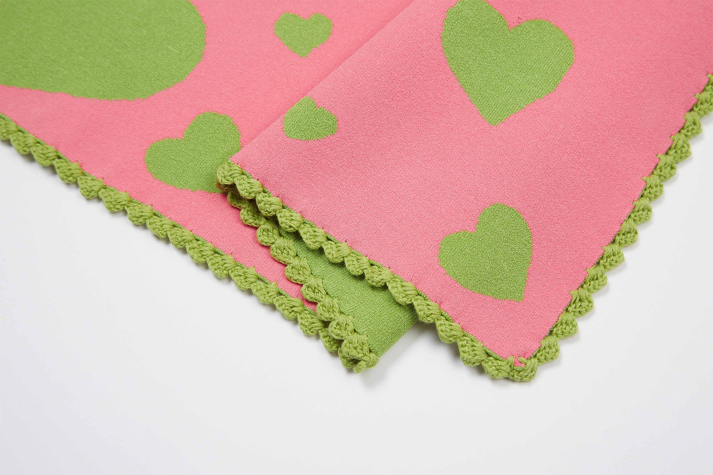 Sweetheart On Parade Hankie (Matcha Green & Flamingo Pink)