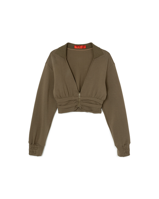 N E O VOL.2_CH.2 BOXER CROP TOP - BROWN