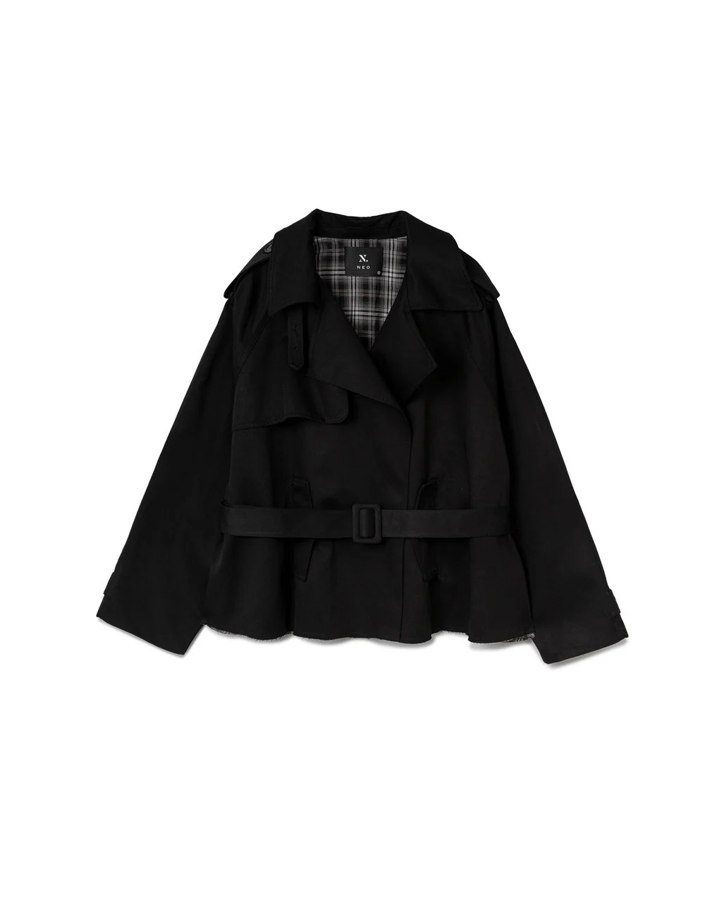 GABARDINE TRENCH COAT - BLACK