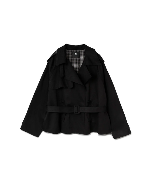 GABARDINE TRENCH COAT - BLACK
