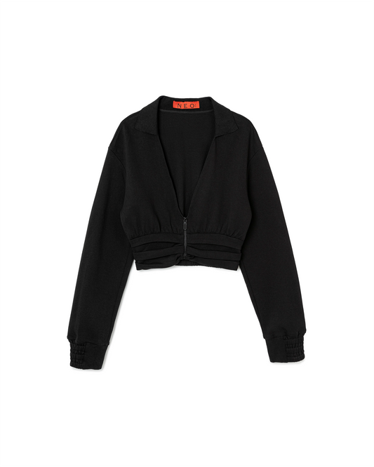 N E O VOL.2_CH.2 BOXER CROP TOP - BLACK