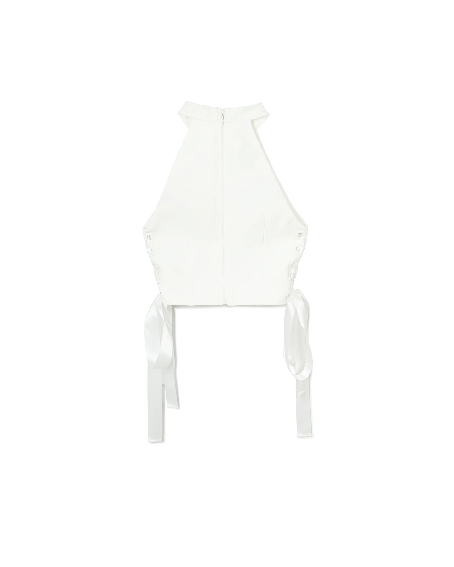 LACE-UP HALTER TOP - WHITE
