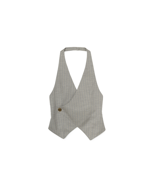 N E O VOL.2_CH.2 PINSTRIPE VEST - LIGHT GREY