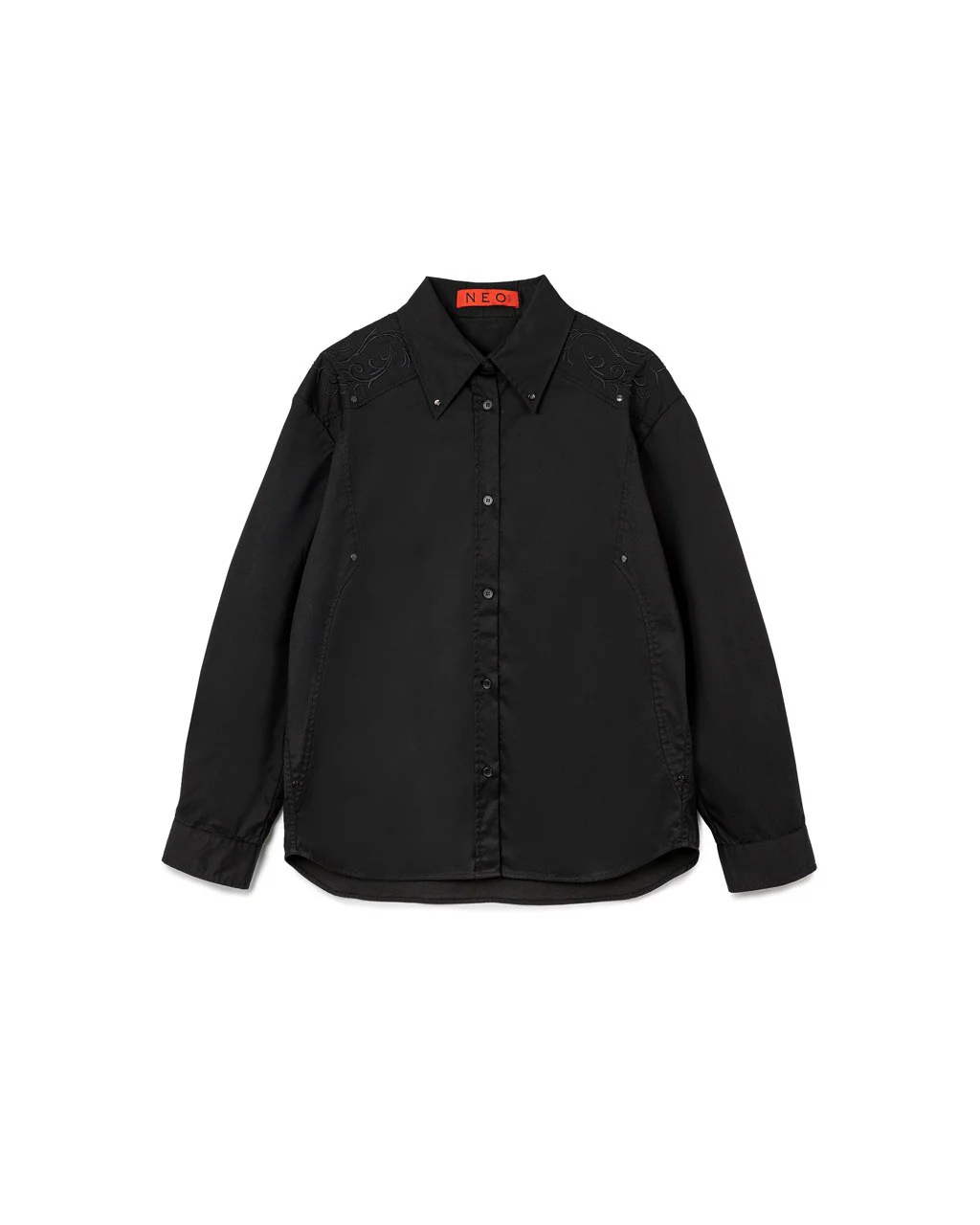 N E O VOL.2_CH.2 EMBROIDERED SHIRT - BLACK