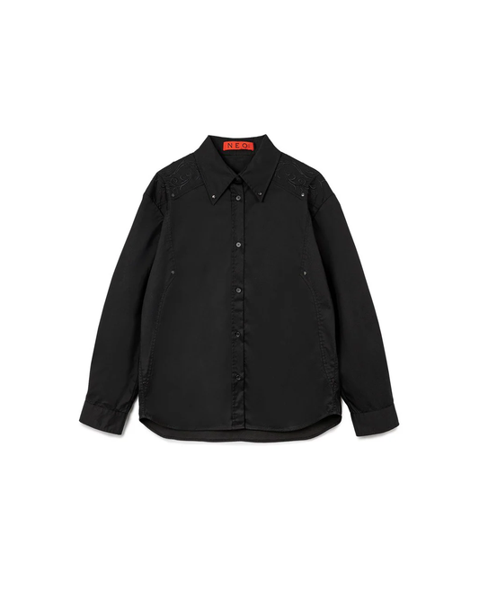 N E O VOL.2_CH.2 EMBROIDERED SHIRT - BLACK