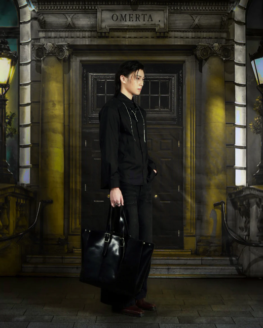 N E O VOL.2_CH.2 EMBROIDERED SHIRT - BLACK