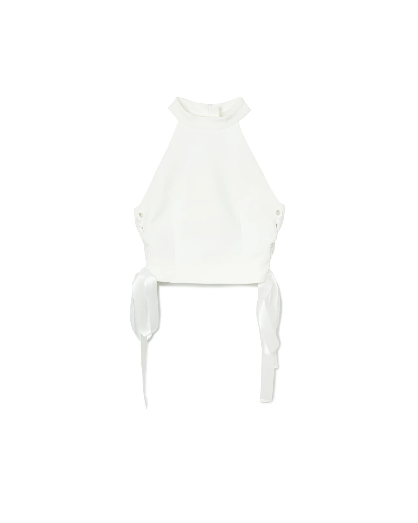 LACE-UP HALTER TOP - WHITE