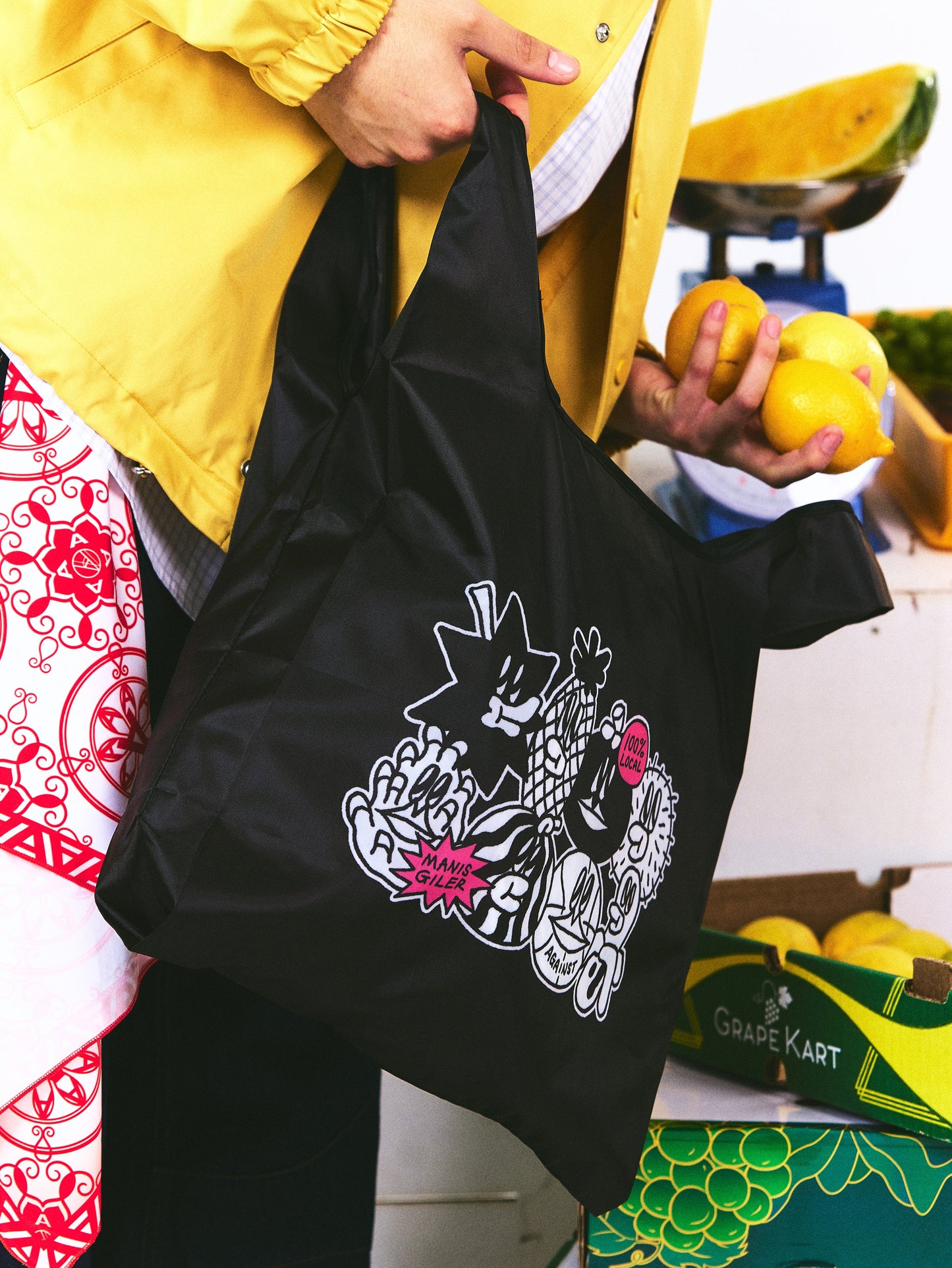 AGAINST X LALA COMPANY FRUIT TOTE BAG BLACK