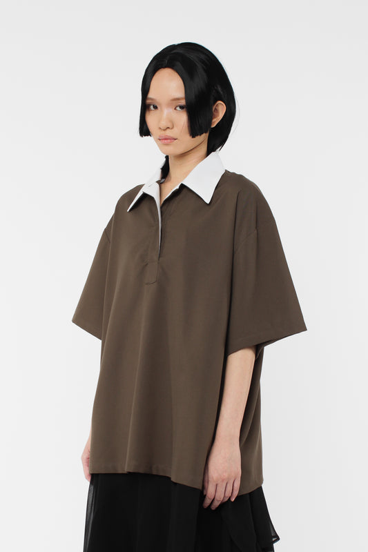 Oversized Polo Shirt - Olive