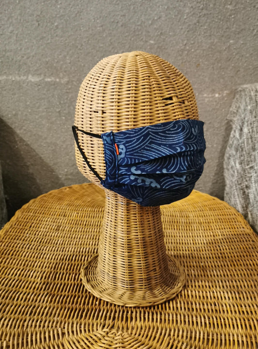 Kanagawa indigo face mask