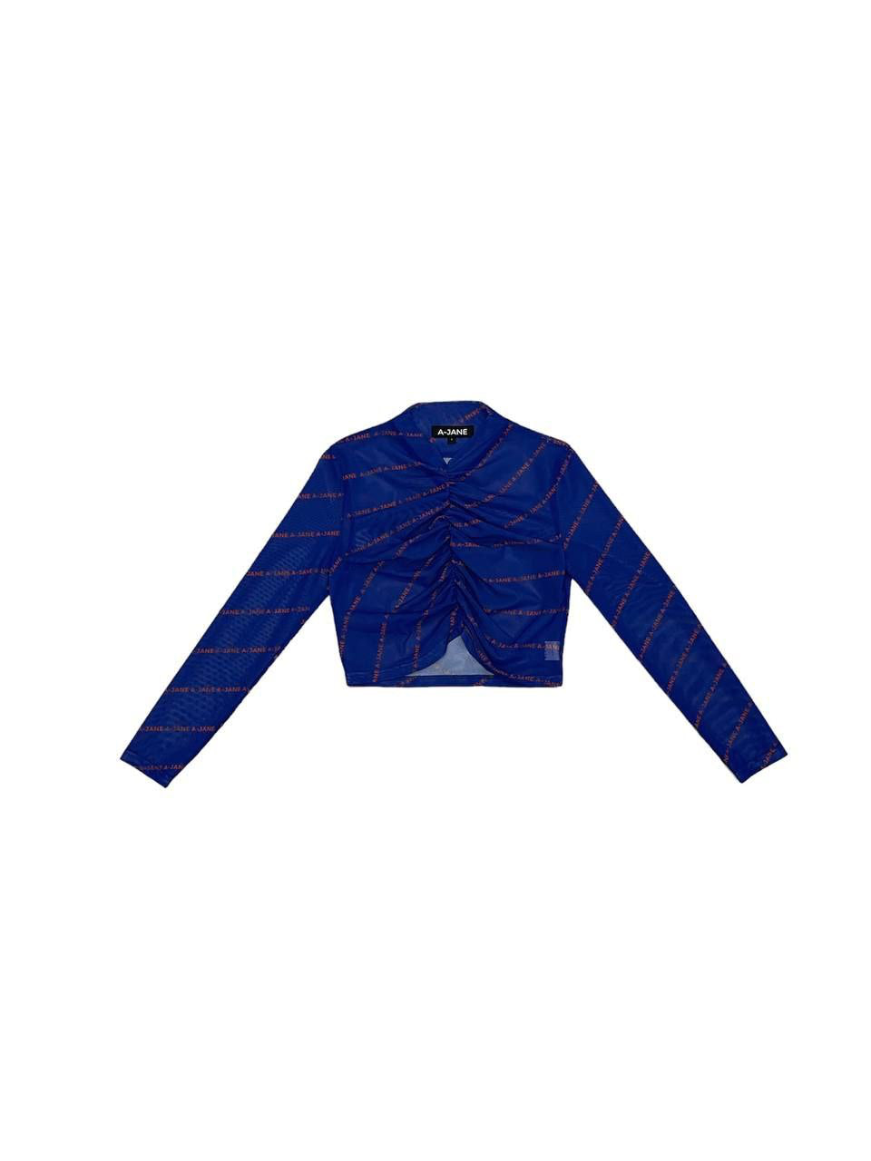 A-Jane Digi Gather Logo Long Sleeves Crop Top - Blue