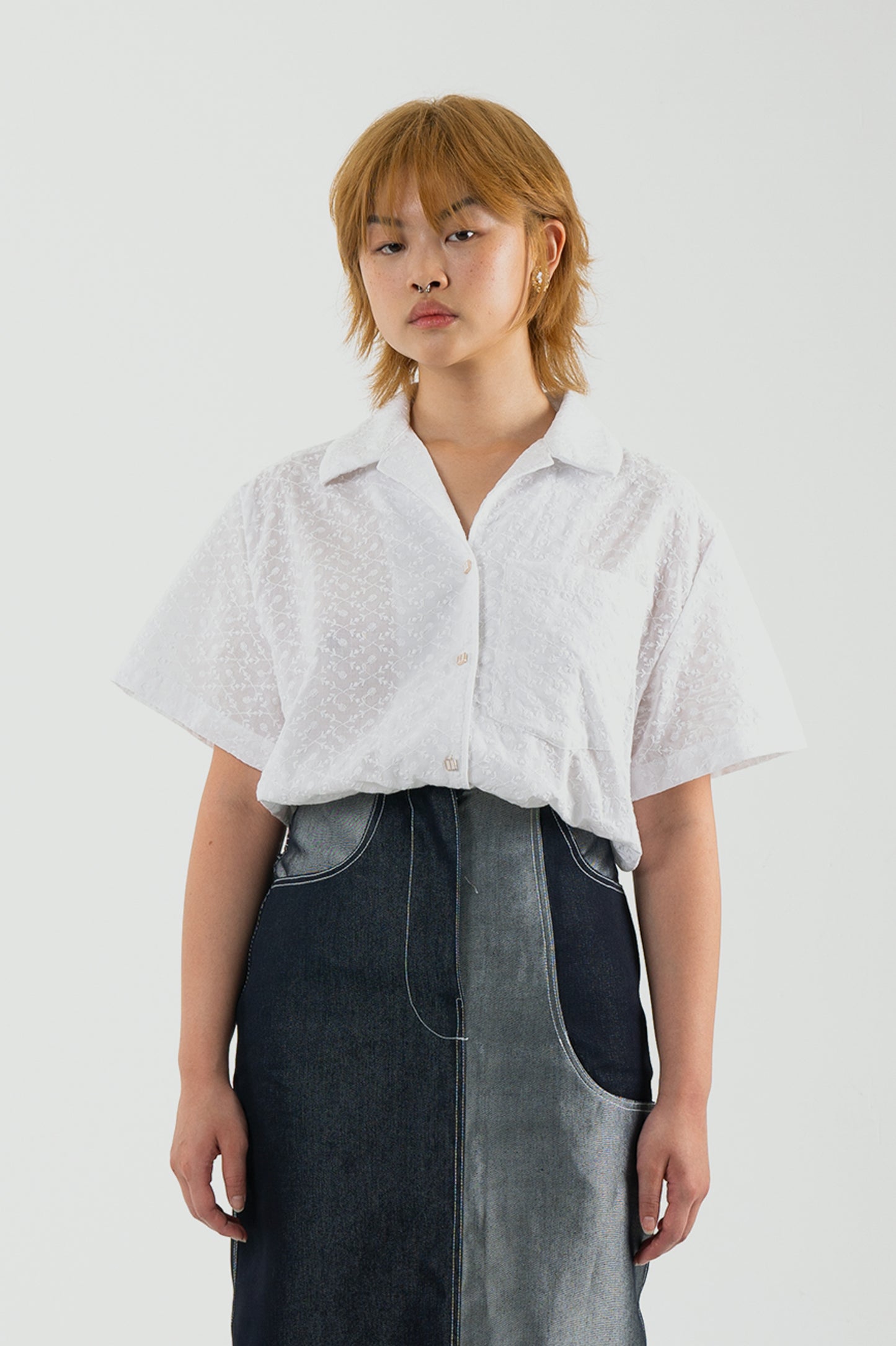 Broderie Anglaise Notched Shirt