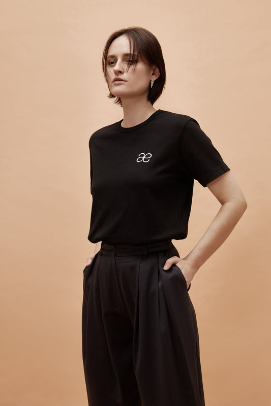 Black Everyday Monogram Tee