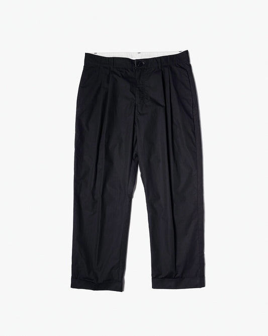 Pleated Wide Pants / Cotton - Black